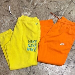 Men’s Nike Yellow & Orange Sweatpants. Size Large. Bundle of 2 pairs.